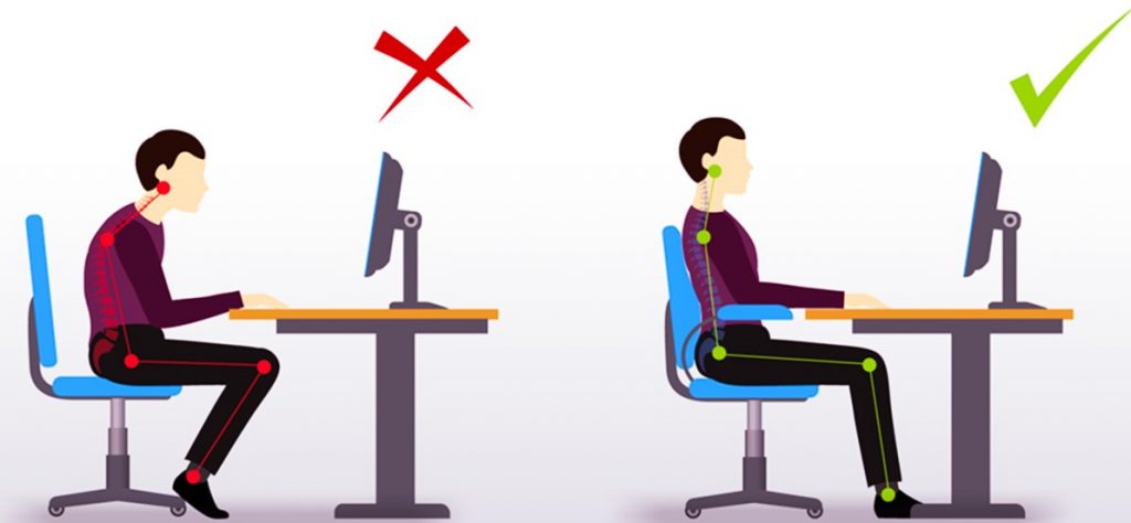 examples of proper ergonomic set up for home computer and desk