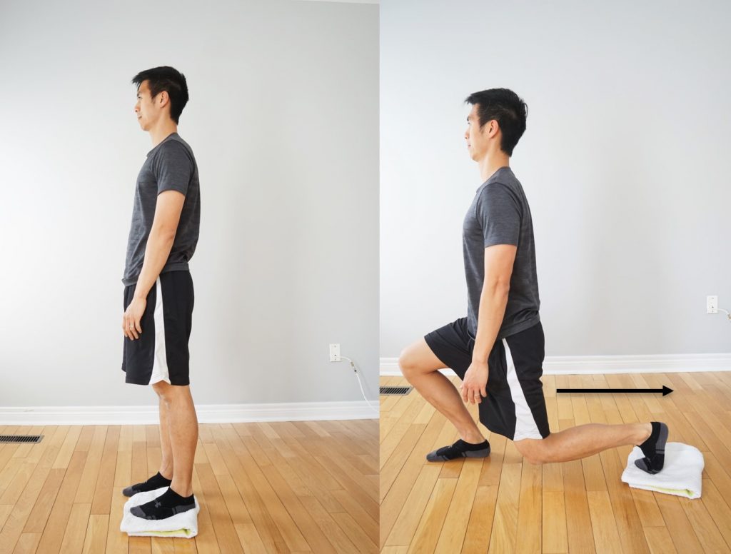 rear lunge with a towel